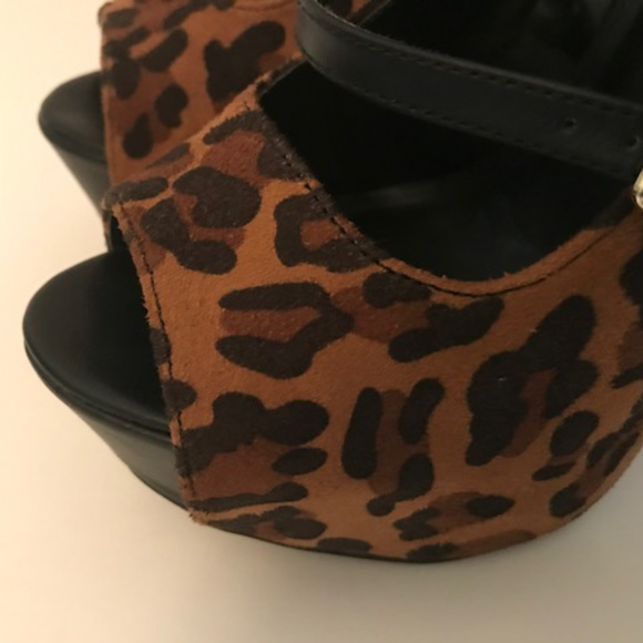 Sexy High Heel Shoes Leopard Print Stilettos Ankle Straps Platform Club Footwear - Picture 3 of 8